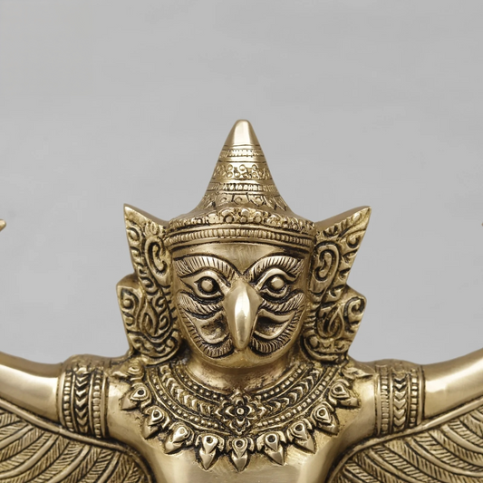 Brassaura® Garuda Dev Brass Statue | Divine Eagle Mount of Lord Vishnu | Height 12 Inches & Weight 6.86 Kgs