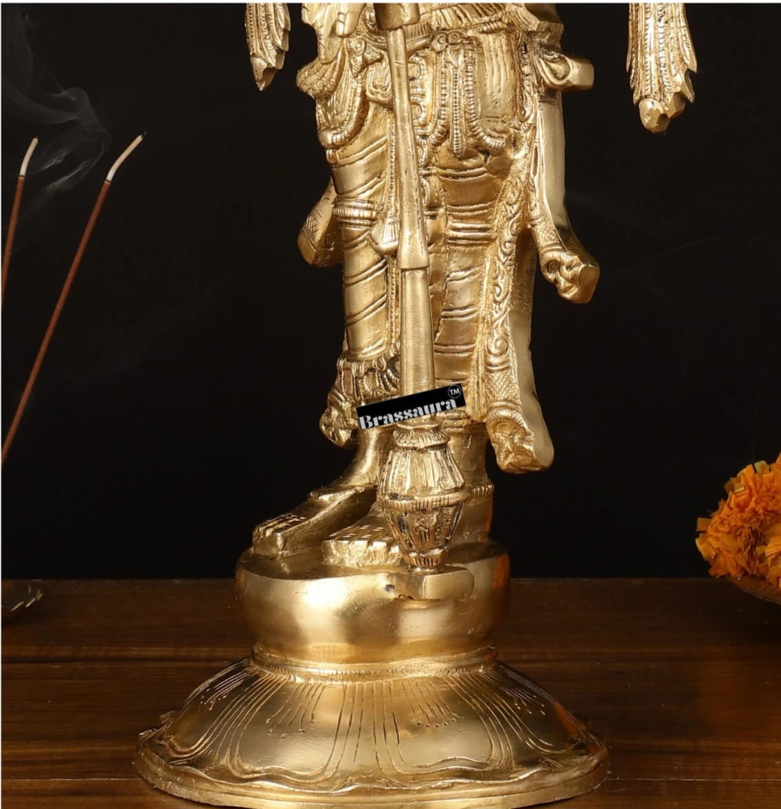 Brassaura™ Brass Standing Vishnu Idol – Height 20 Inches & Weight 12 Kgs | Meditation & Spiritual Accent