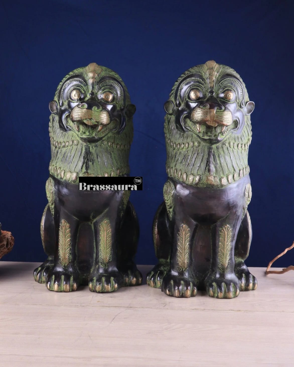 Brassaura™ Traditional Tibetan Artistry Showpieces (Pair) – Height 21 in, Total Weight 42.23 kg