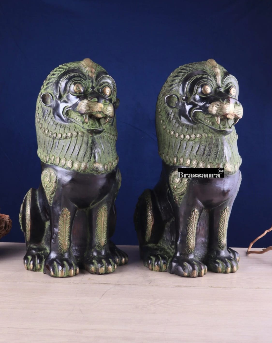 Brassaura™ Traditional Tibetan Artistry Showpieces (Pair) – Height 21 in, Total Weight 42.23 kg