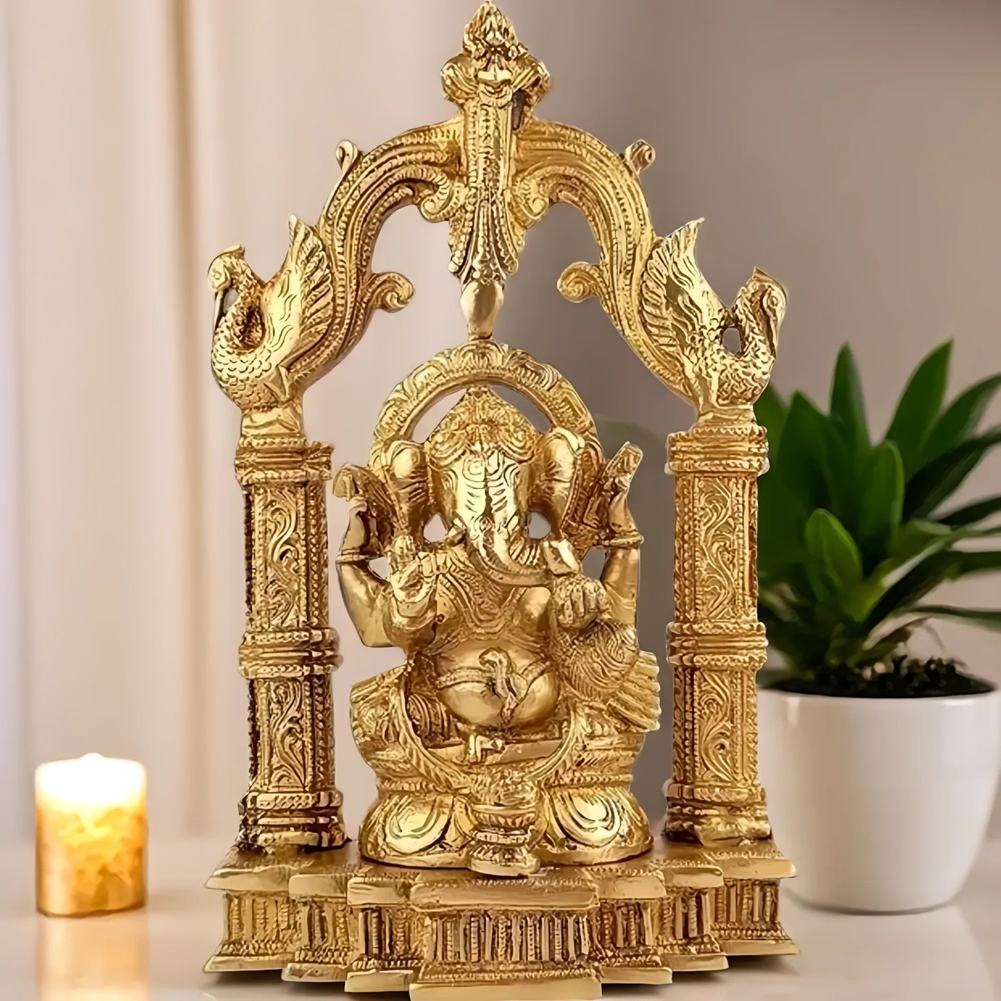 Brassaura™ Brass Ganesha Murti – Height 10.63 inches & Weight 2.5 kgs | Traditional Ganpati Murti for Home & Pooja Room