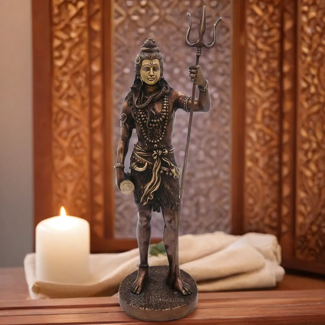 Brassaura™ Brass Dark Color Standing Shiva Murti – Height 25.2 Inches & Weight 10 Kgs | Classic Idol