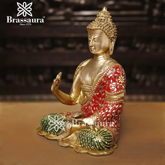 Brass Buddha For Home Décor And Gift Items Weight 6.63 Kg And Height 13 Inch