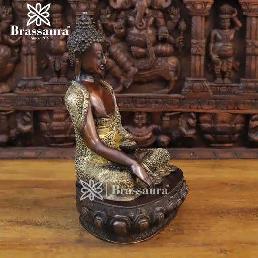 Brass Buddha For Home And Décor And Gift Items Weight 10.18 kg Height 16.5 Inch