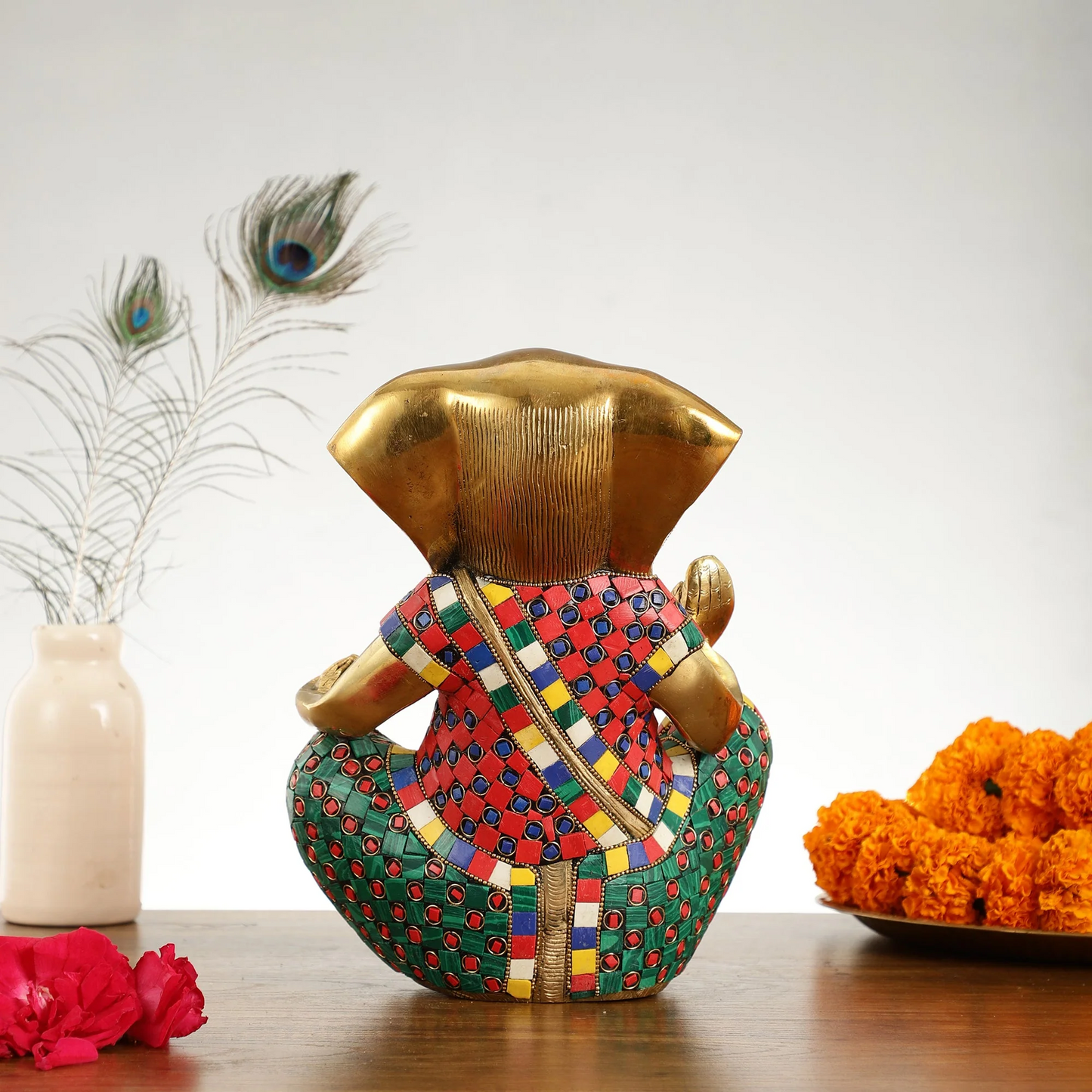 Brassaura™ Abstract Modern Brass Ganesha Statue | Contemporary Accent | Height 11 Inches & Weight 7 Kgs