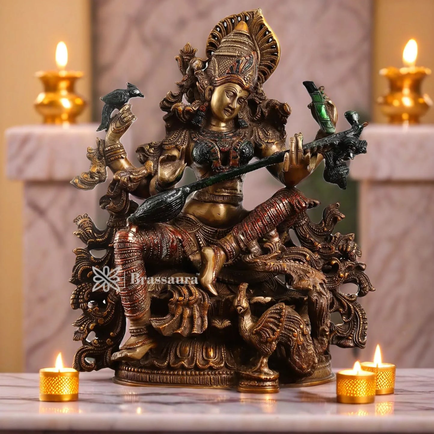 Brass Saraswati Idol for Home and Decor Height 16 Inches & Weight 18 Kgs