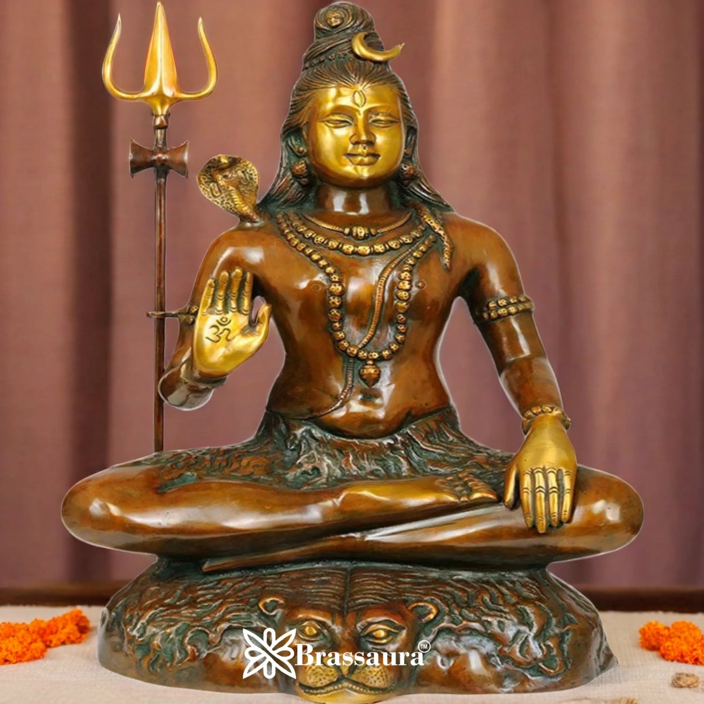 Brassaura™ Premium Brass Shiva Idol – Height 22.5 Inches & Weight 15 Kgs | Hindu God Murti for Mandir