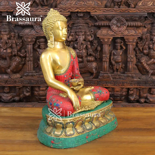 Brass Buddha For Home Décor And Gift Items Weight 25.62 Kg And Height 24 Inch