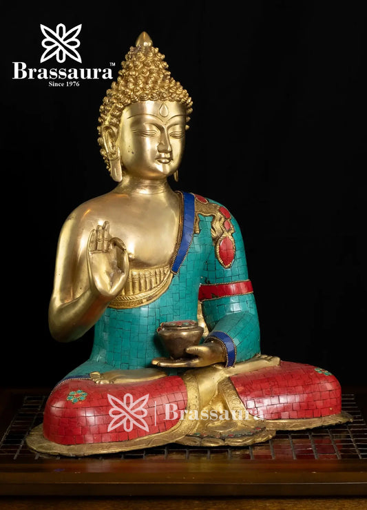 Brass Buddha For Home And Décor Weight 11 kg Height 17 Inch