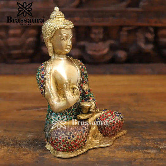 Brass Buddha For Home And Décor Weight 2.28 kg Height 8.5 Inch