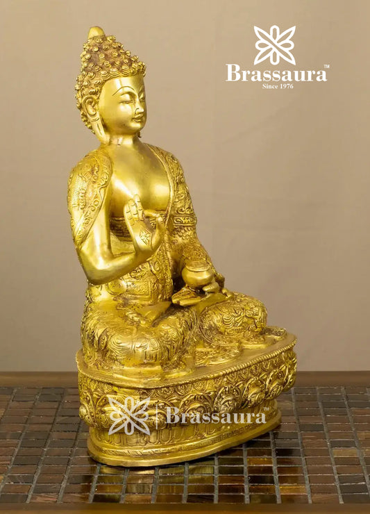 Brass Buddha For Home And Décor Weight 4.6 kg Height 12.5 Inch