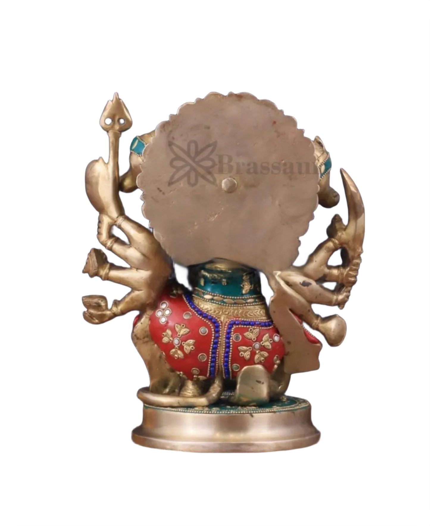 Brassaura™ Brass Panchmukhi Hanuman Idol – Height 11 Inches & Weight 6.6 Kgs | Handcrafted with Natural Stones