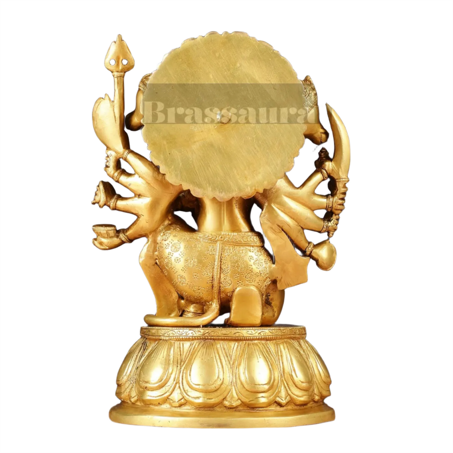 Brassaura™ Handcrafted Superfine Brass Panchmukhi Hanuman Idol – Height 13.5 Inches & Weight 9 Kgs | Heat-Treated Golden Permanent Finish