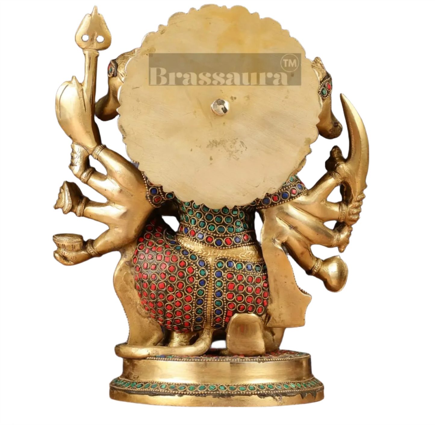 Brassaura™ Handmade Panchmukhi Hanuman Idol – Height 11 Inches & Weight 6.6 Kgs | Golden Finish