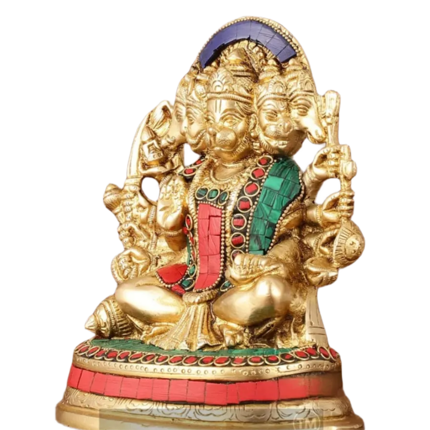 Brassaura™ Superfine Brass Panchmukhi Hanuman Murti – Height 6.5 Inches & Weight 2 Kgs | Handcrafted Miniature Idol