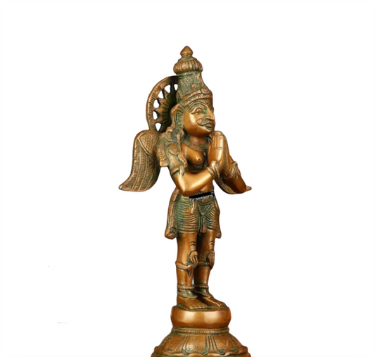 Brassaura™ Antique Brass Standing Garuda Idol – Height 12 Inches, Weight 3 Kgs