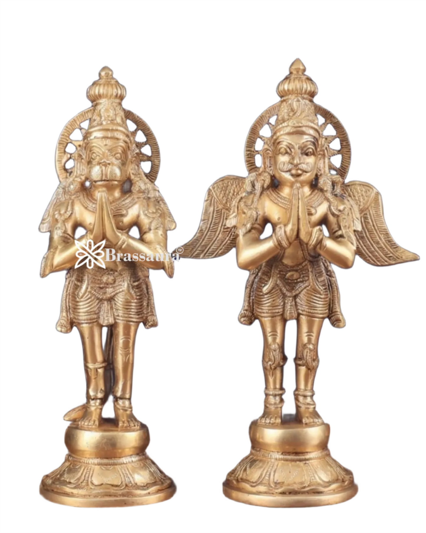 Set of 2 Brass Idols with Superfine Carvings – Height 12 Inches, Weight 3 Kgs Each (Total 6 Kgs)