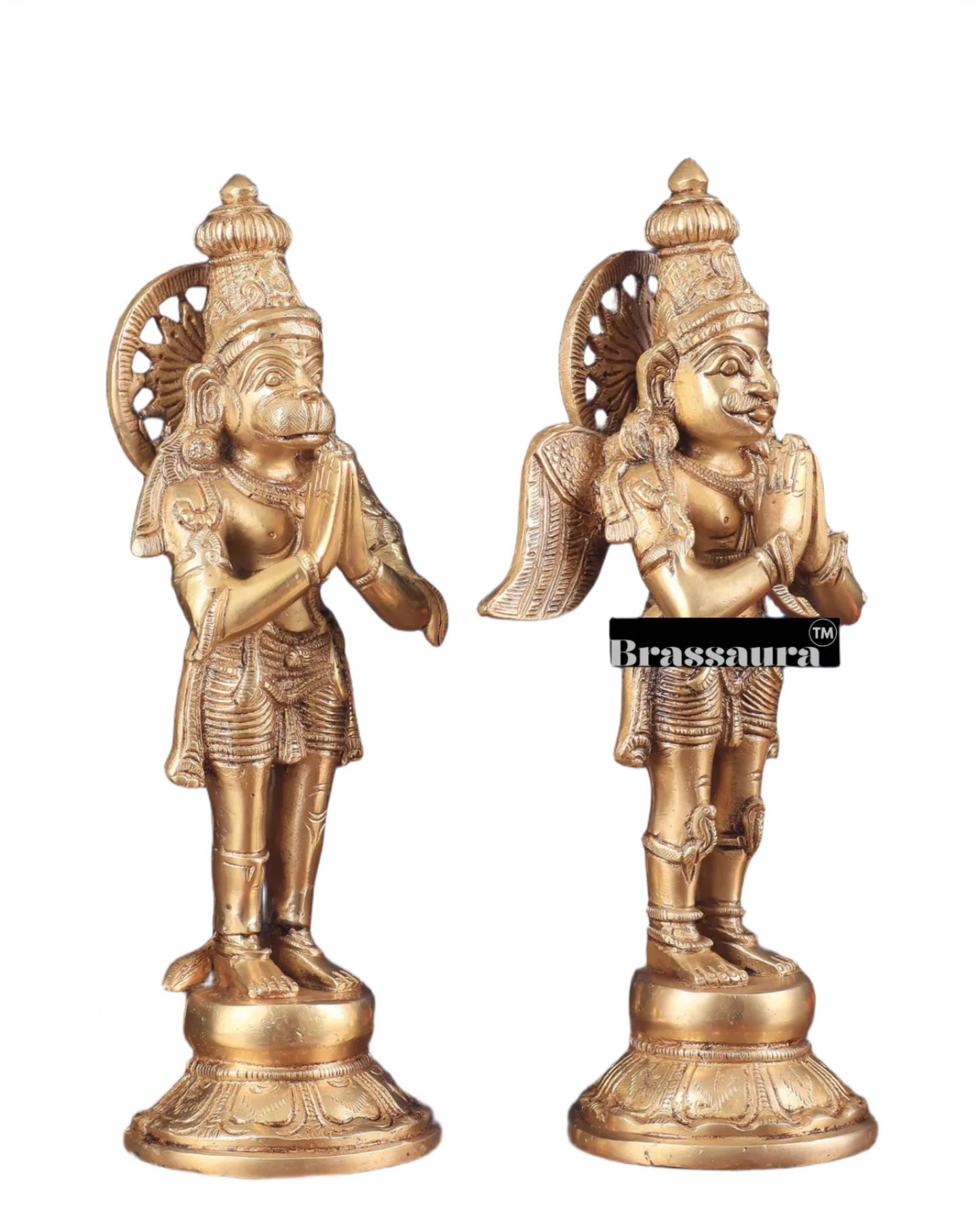 Set of 2 Brass Idols with Superfine Carvings – Height 12 Inches, Weight 3 Kgs Each (Total 6 Kgs)