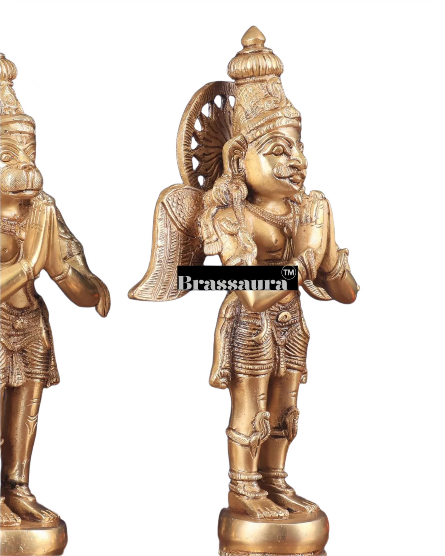 Set of 2 Brass Idols with Superfine Carvings – Height 12 Inches, Weight 3 Kgs Each (Total 6 Kgs)