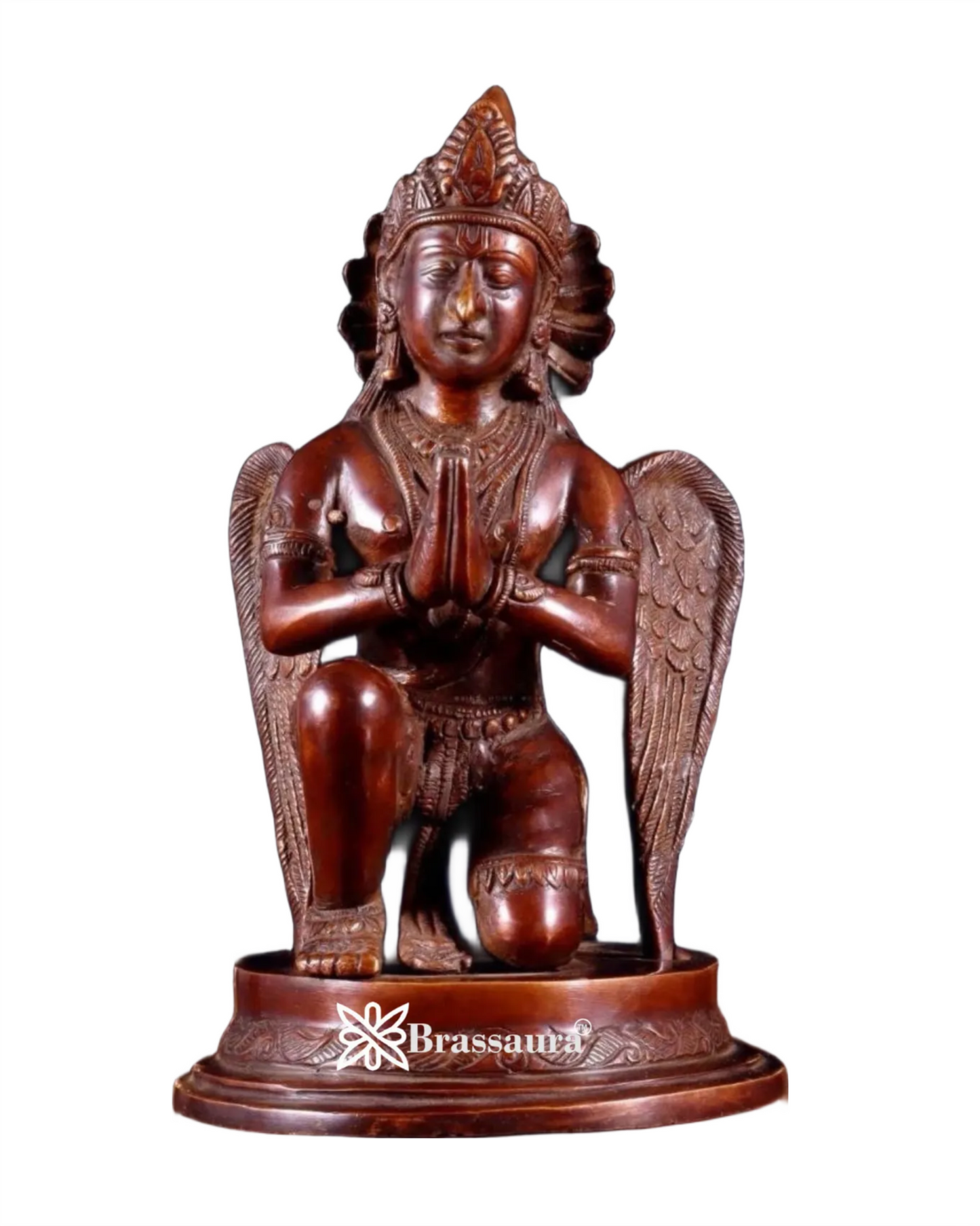 Brass Garuda Dev in Namaskar Mudra – Chola-Style Temple Art, Height 9 Inches, Weight 2.6 Kgs