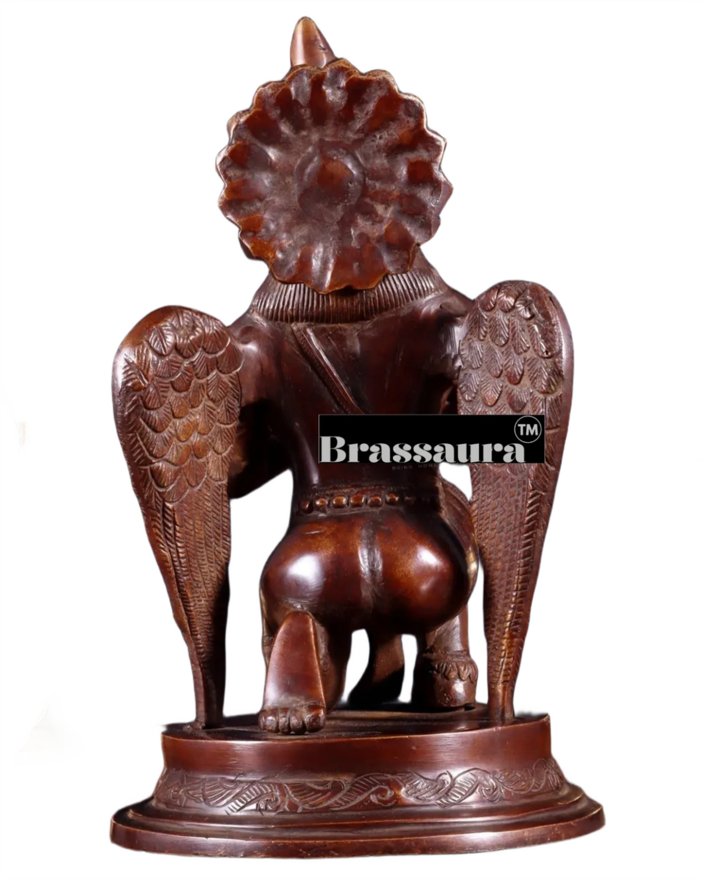 Brass Garuda Dev in Namaskar Mudra – Chola-Style Temple Art, Height 9 Inches, Weight 2.6 Kgs