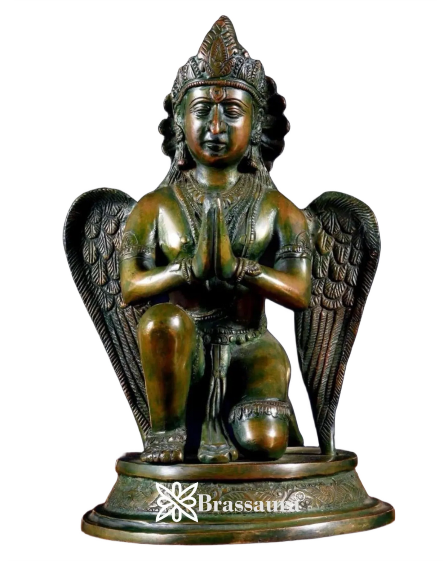 Exquisite Brass Garuda Dev in Namaskar Mudra – Chola Bronze Finish, Height 9 Inches, Weight 2.6 Kgs
