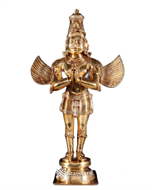 Brassaura™ Handcrafted Brass Idol in Glossy Golden Finish – Height 22 Inches, Weight 10 Kgs