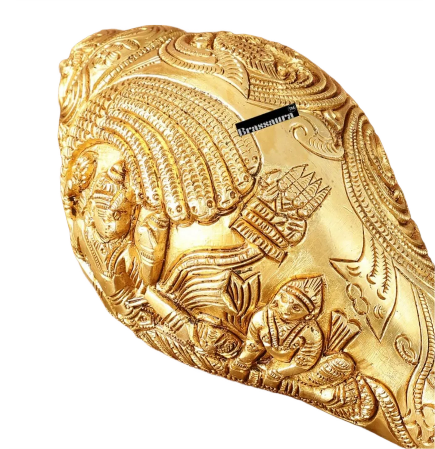 Brassaura™ Pure Brass Lakshmi Narayana Resting on Sheshanaga Shankh – Height 3.5 Inches & Weight 1.5 Kgs