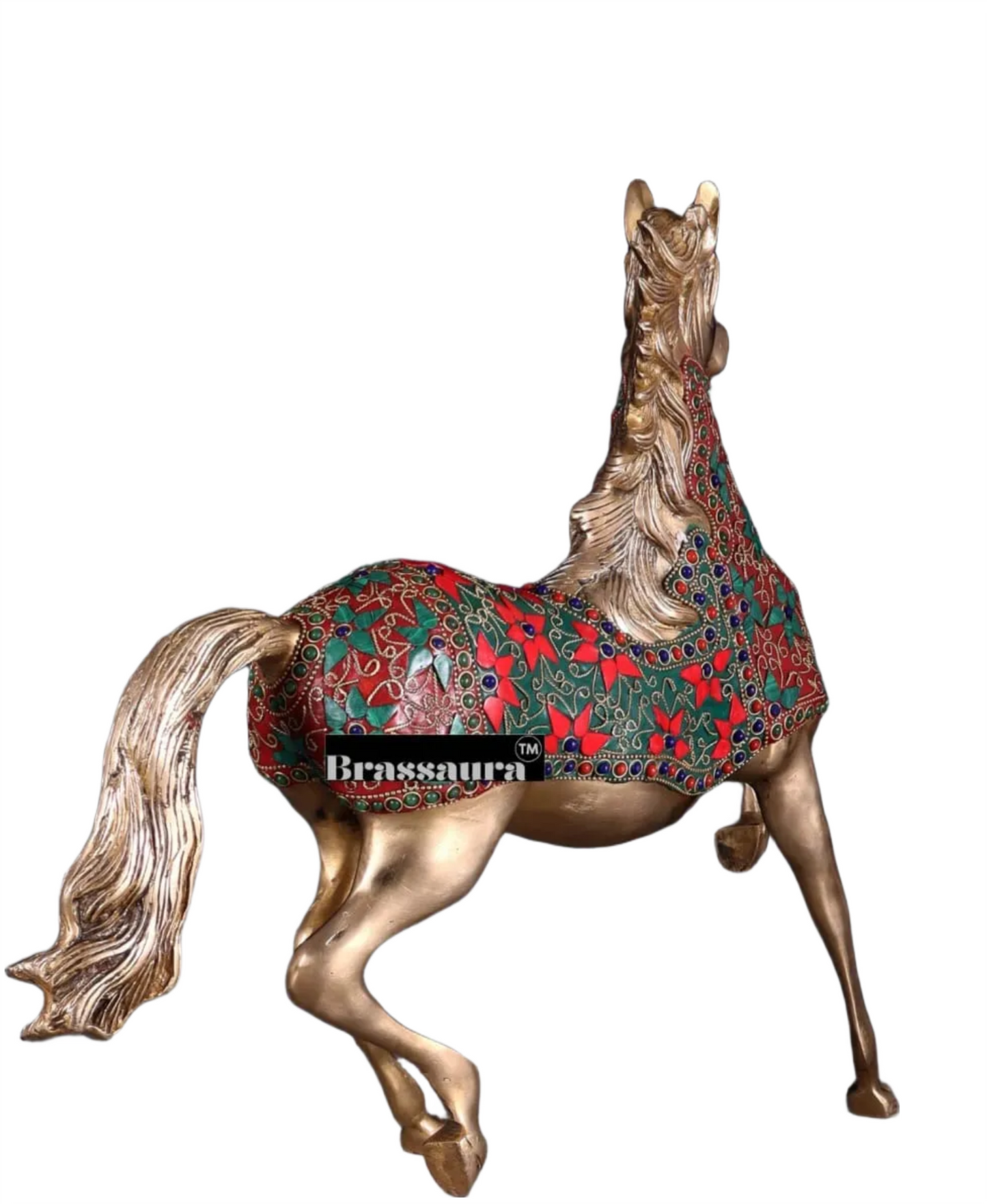 Brassaura™ Brass Galloping Horse Statue – Height 15.35 Inches & Weight 6.75 Kgs