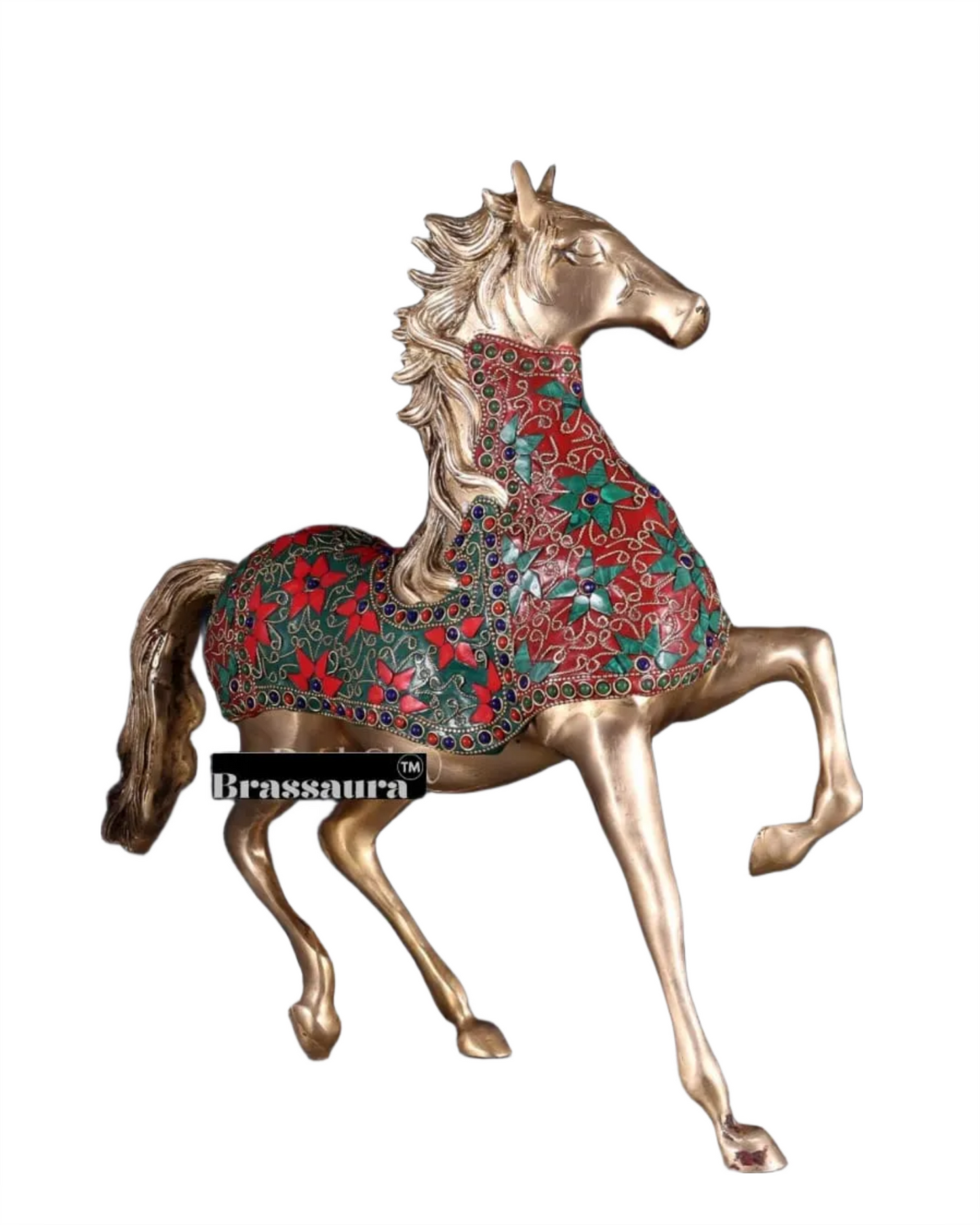 Brassaura™ Brass Galloping Horse Statue – Height 15.35 Inches & Weight 6.75 Kgs