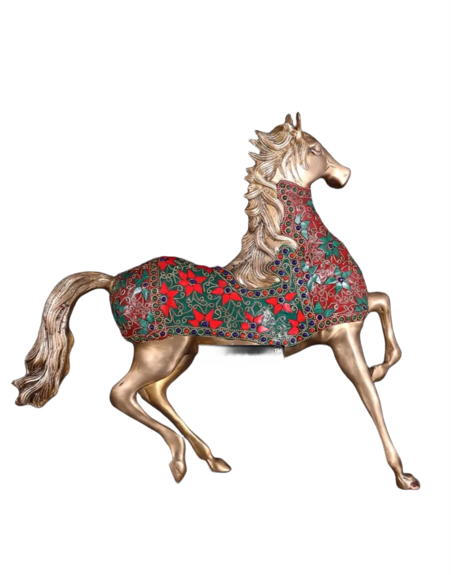 Brassaura™ Brass Galloping Horse Statue – Height 15.35 Inches & Weight 6.75 Kgs