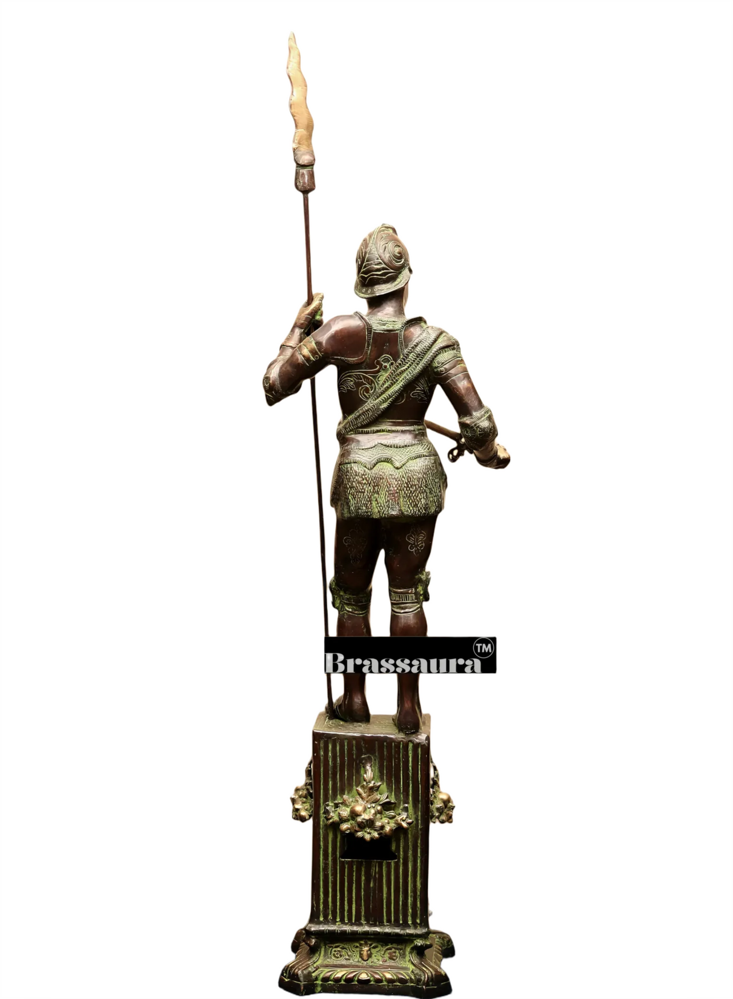 Brassaura™ Vintage-Style Brass Roman Warrior Statue – Height 49 Inches & Weight 29 Kgs