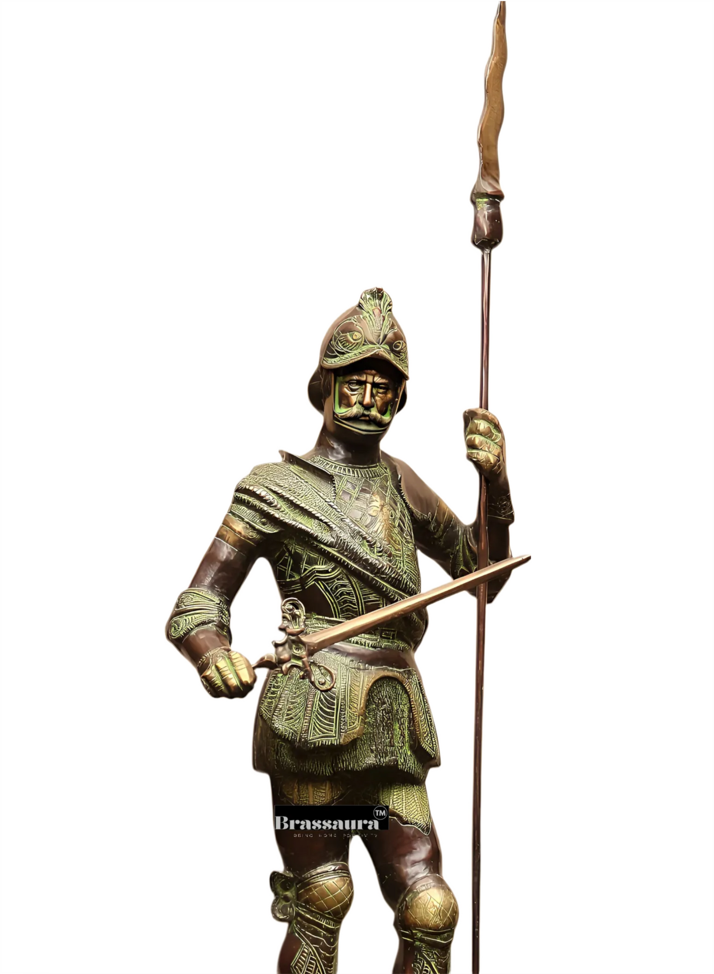 Brassaura™ Vintage-Style Brass Roman Warrior Statue – Height 49 Inches & Weight 29 Kgs