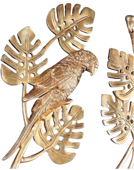 Brassaura™ Brass Parrot Wall Hanging – Height 15 Inches & Weight 2.8 Kgs (Pair)