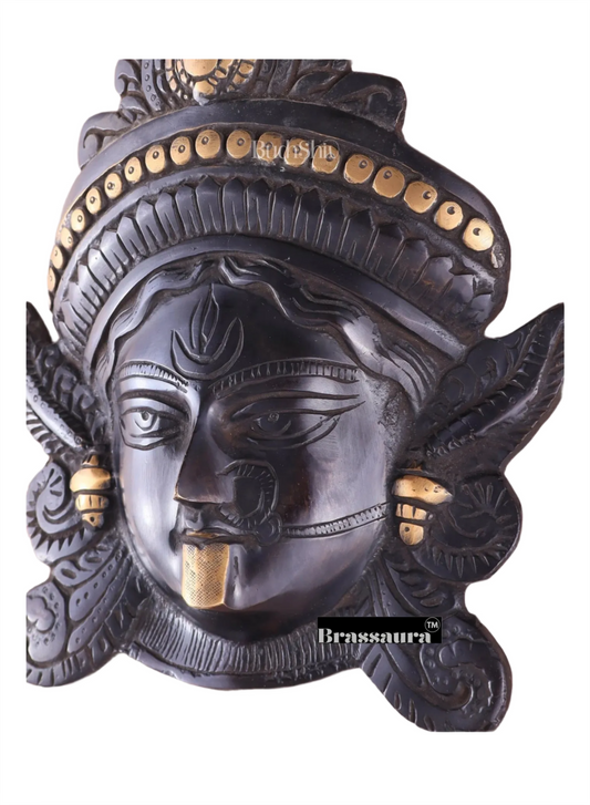 Brassaura™ Brass Goddess Durga Wall Mount – Height 10.5 Inches & Weight 2.2 Kgs
