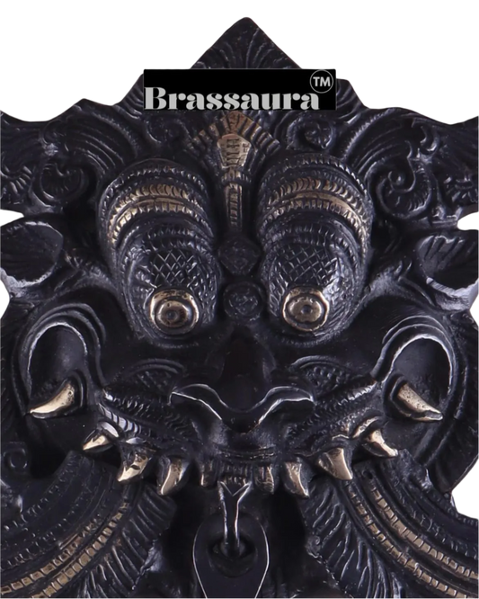 Brassaura™ Brass Kirtimukha Yali Wall Hanging – Height 11 Inches & Weight 1.6 Kgs