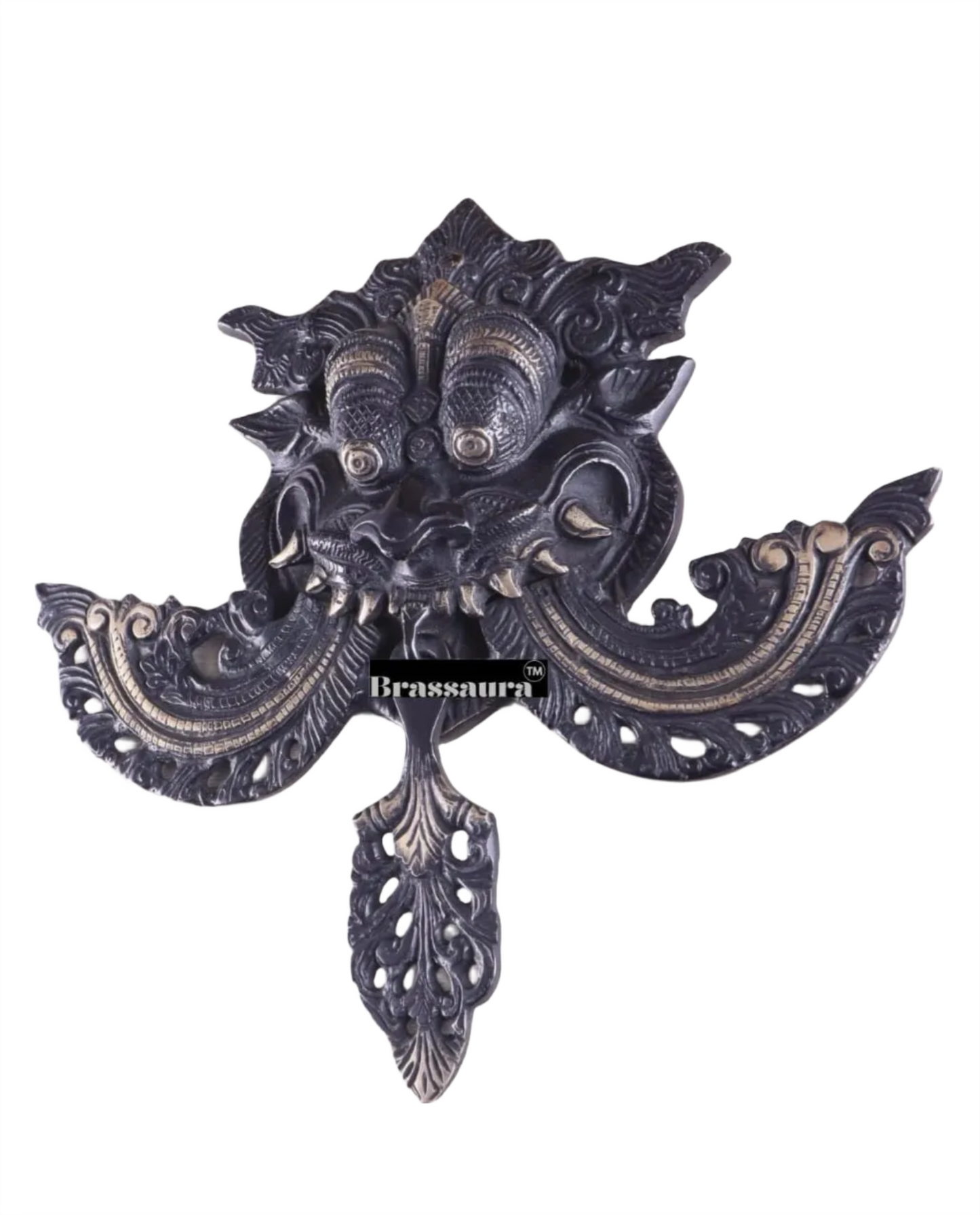 Brassaura™ Brass Kirtimukha Yali Wall Hanging – Height 11 Inches & Weight 1.6 Kgs
