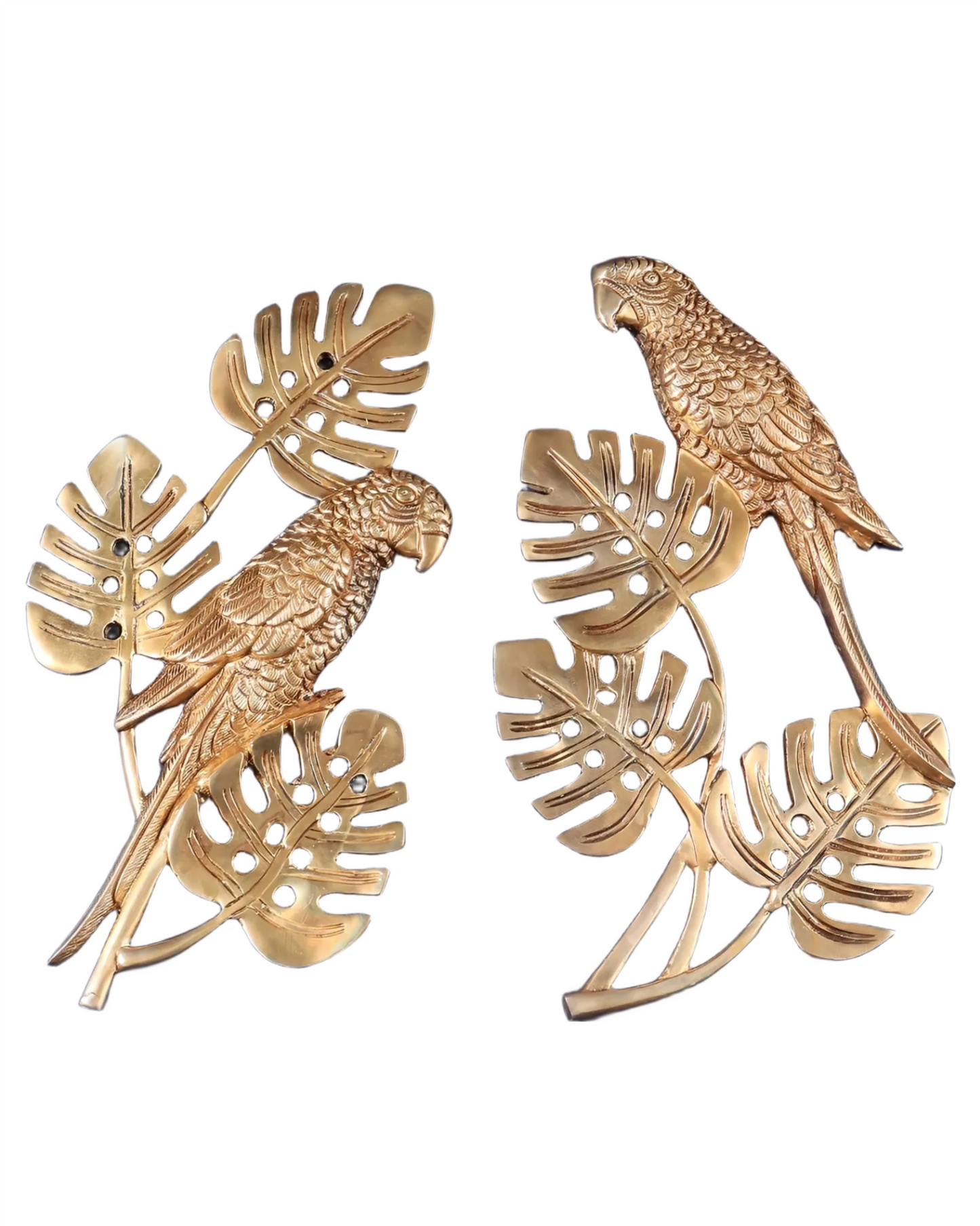 Brassaura™ Brass Parrot Wall Hanging – Height 15 Inches & Weight 2.8 Kgs (Pair)