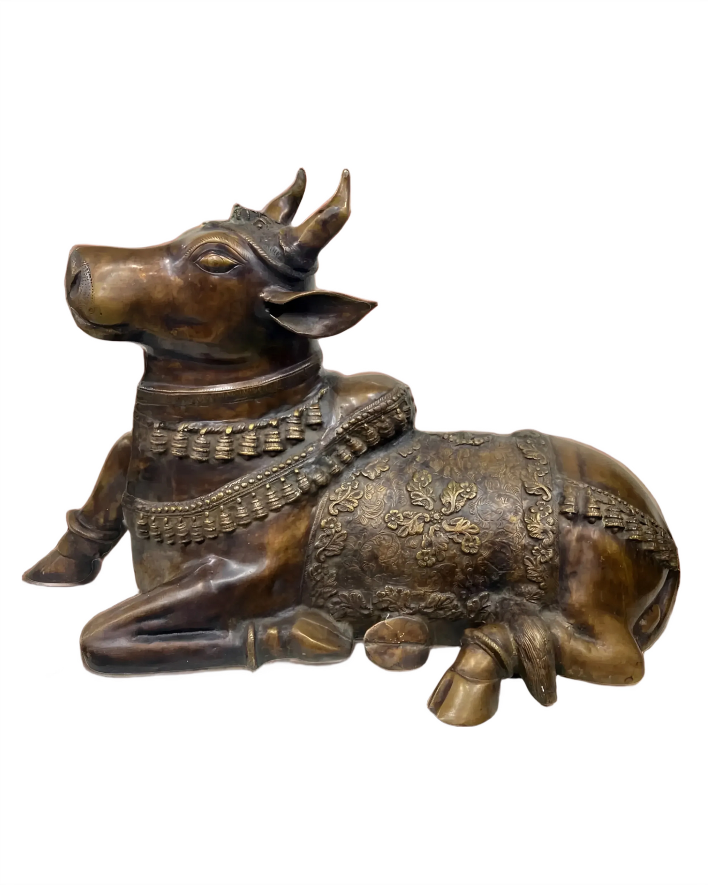 Brassaura™ Exquisite Brass Antique Large Nandi Sculpture – Height 21.5 Inches & Weight 30 Kgs | Traditional Décor