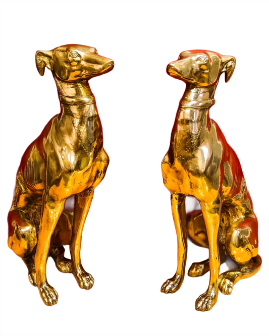 Brassaura™ Brass Dog Statue Pair – Height 23 Inches Each & Total Weight 26 Kgs | Vastu & Feng Shui Home Protection