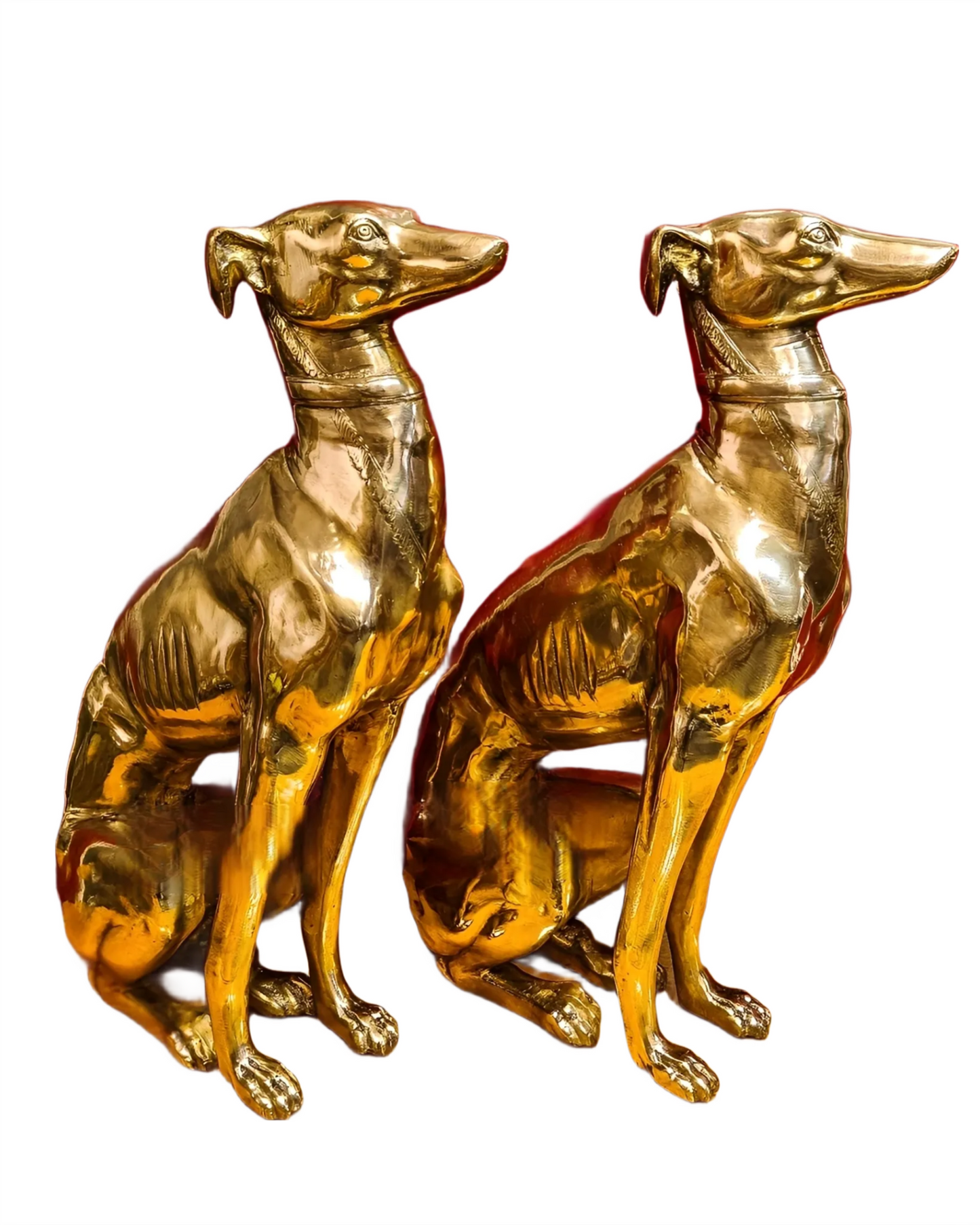 Brassaura™ Brass Dog Statue Pair – Height 23 Inches Each & Total Weight 26 Kgs | Vastu & Feng Shui Home Protection