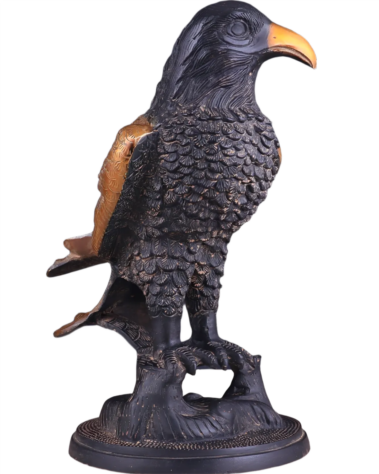 Brassaura™ Pure Brass Eagle Statue – Height 13 in, Weight 6.55 kg – Antique Tone
