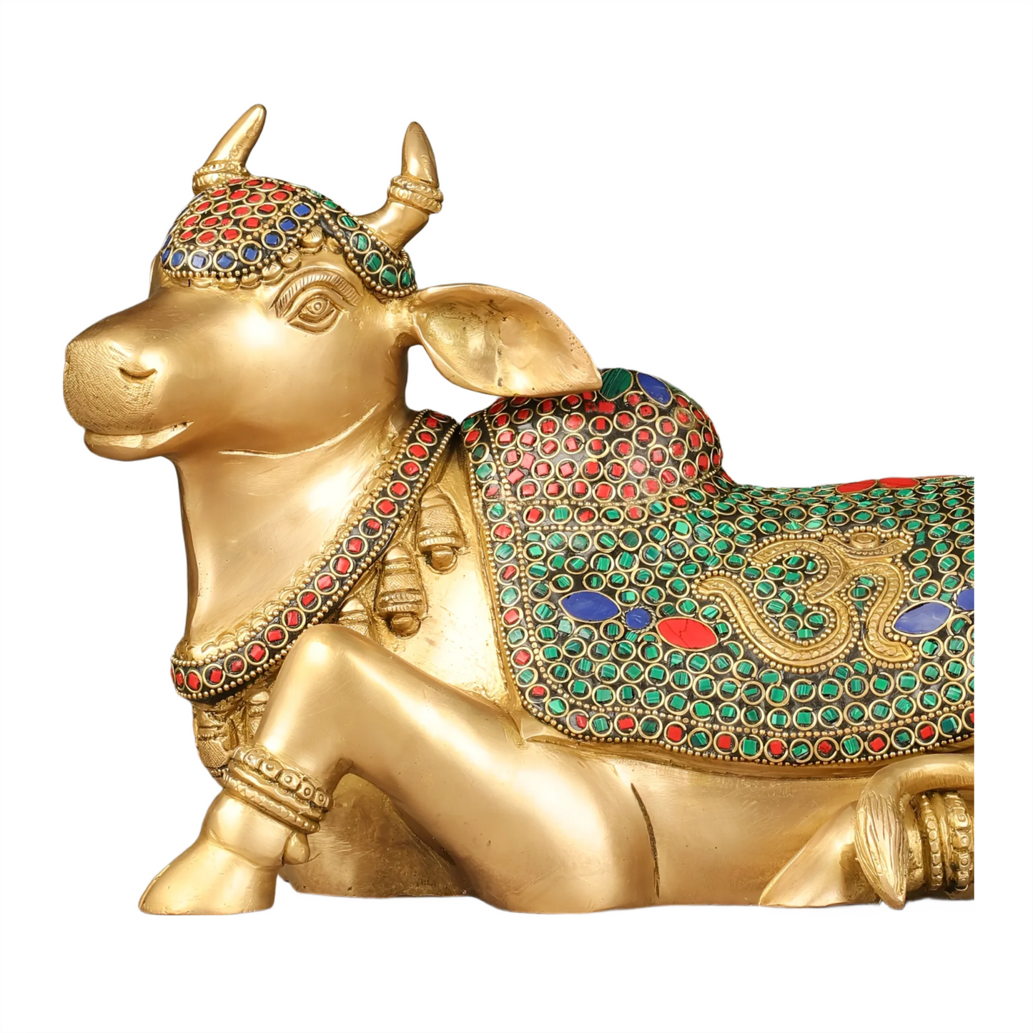 Brassaura™ Handcrafted Brass Nandi Statue – Height 7.5 Inches & Weight 7 Kgs | Devotional Sculpture