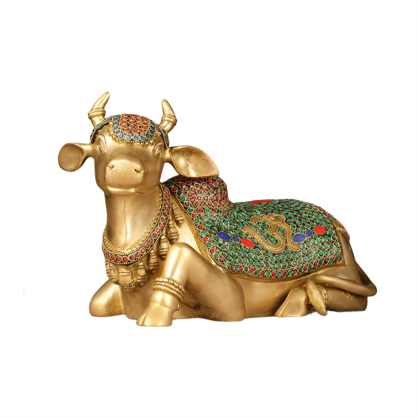 Brassaura™ Handcrafted Brass Nandi Statue – Height 7.5 Inches & Weight 7 Kgs | Devotional Sculpture