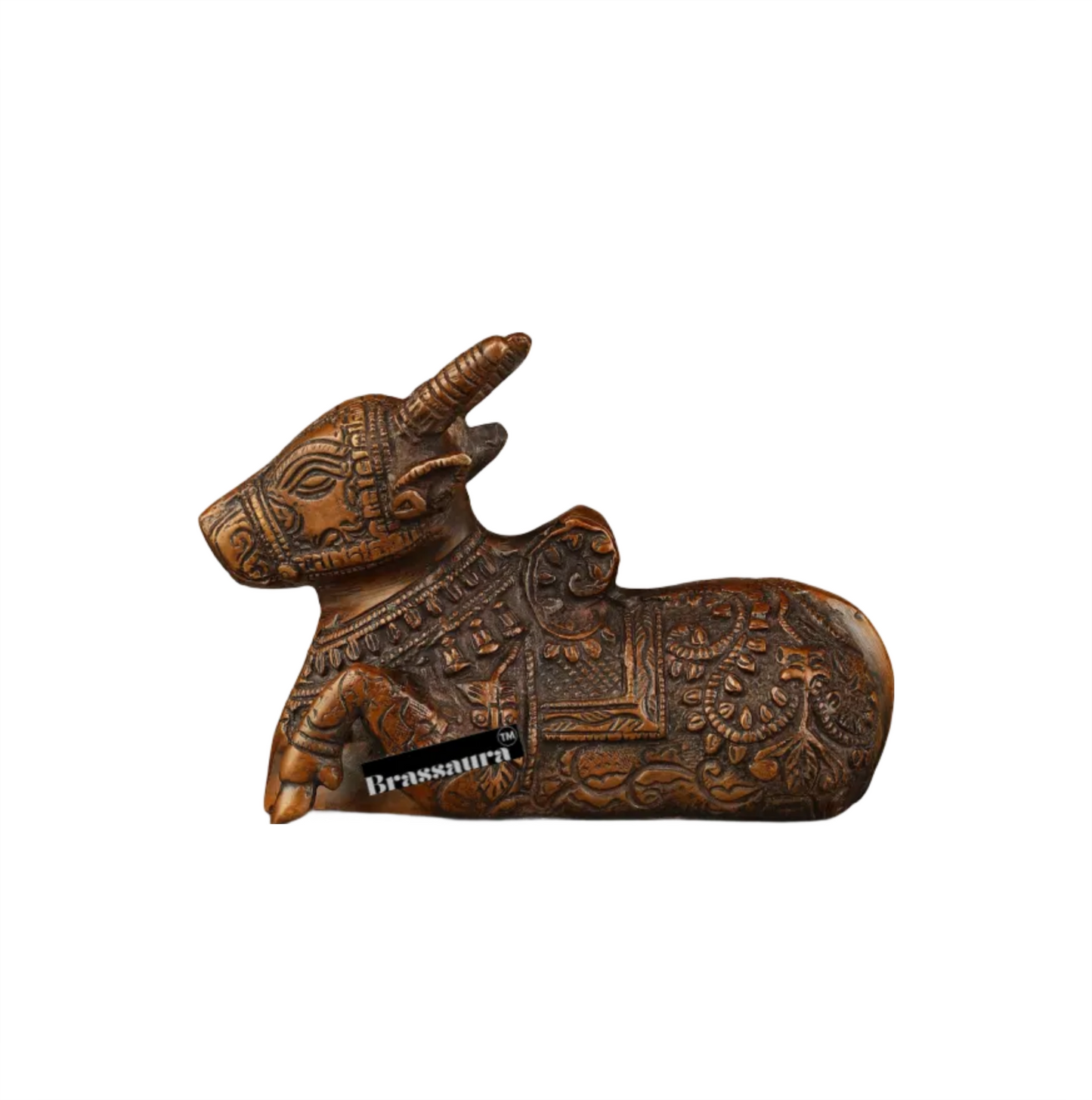 Brassaura™ Brass Nandi Idol – Height 4 Inches & Weight 1.2 Kgs | Handcrafted Spiritual Sculpture