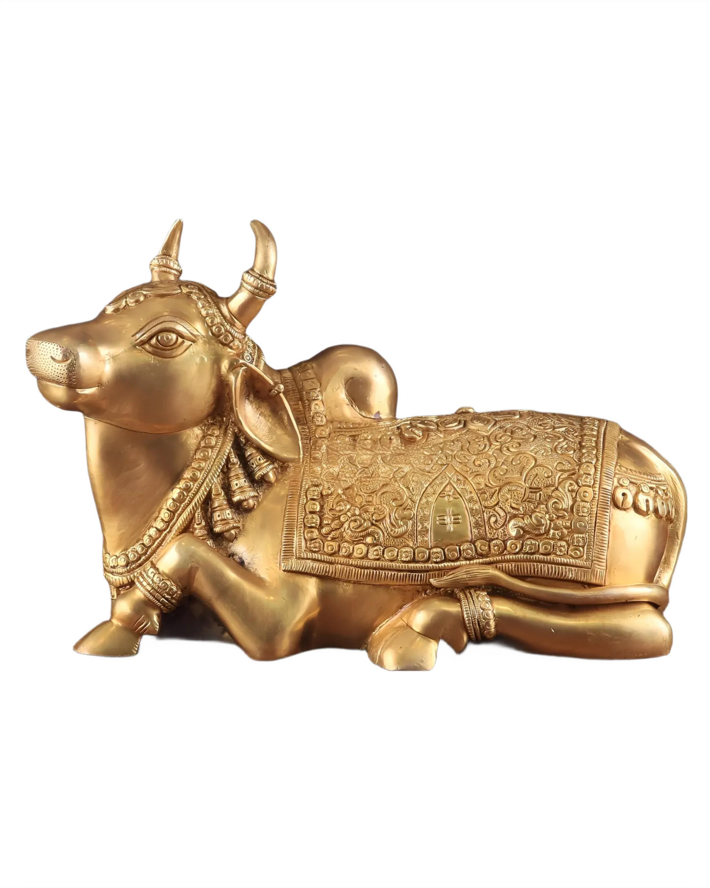 Brassaura™ Pure Brass Superfine Nandi with Shiv Ling Carving – Height 10 Inches & Weight 10 Kgs | Divine Home & Temple Décor