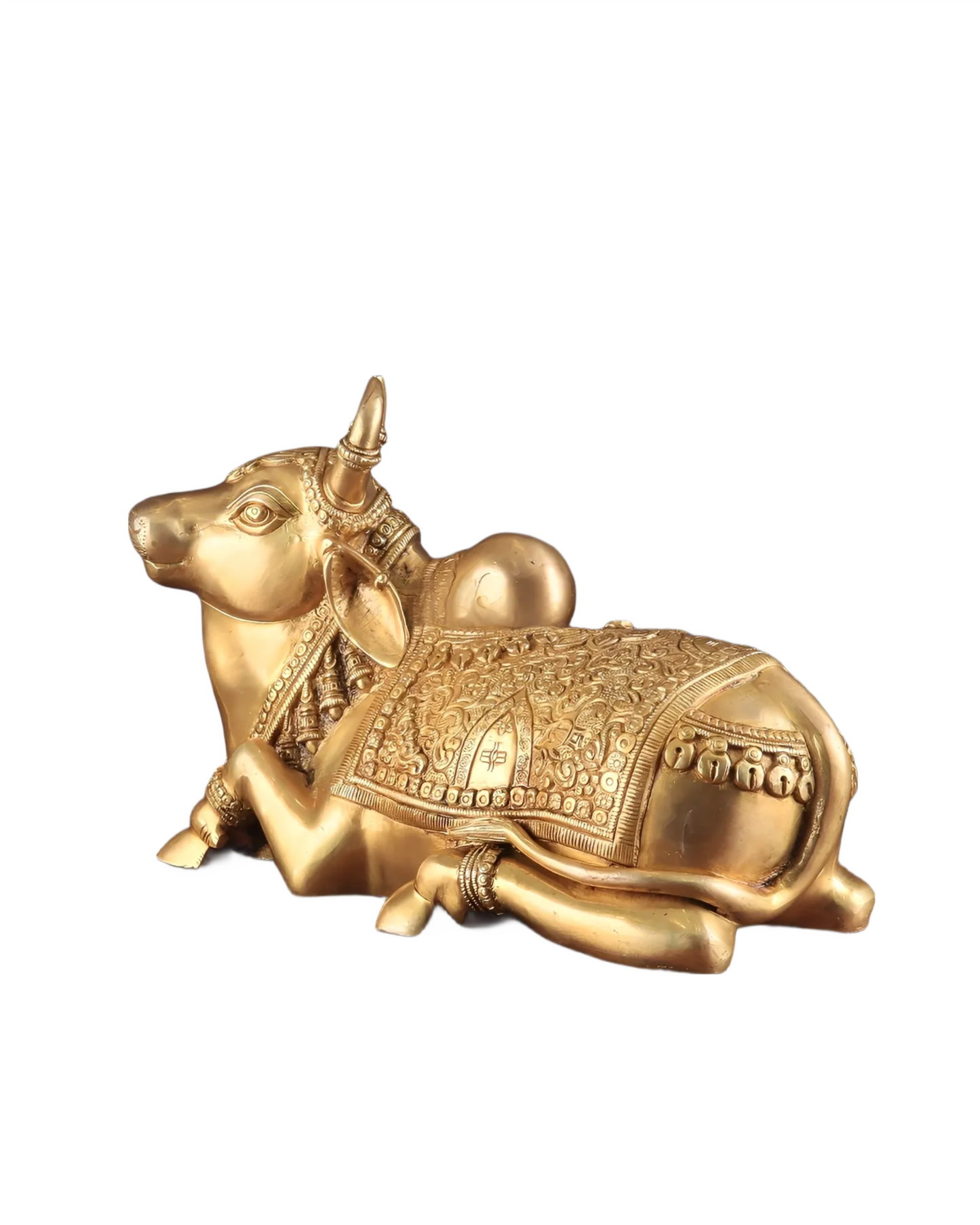 Brassaura™ Pure Brass Superfine Nandi with Shiv Ling Carving – Height 10 Inches & Weight 10 Kgs | Divine Home & Temple Décor