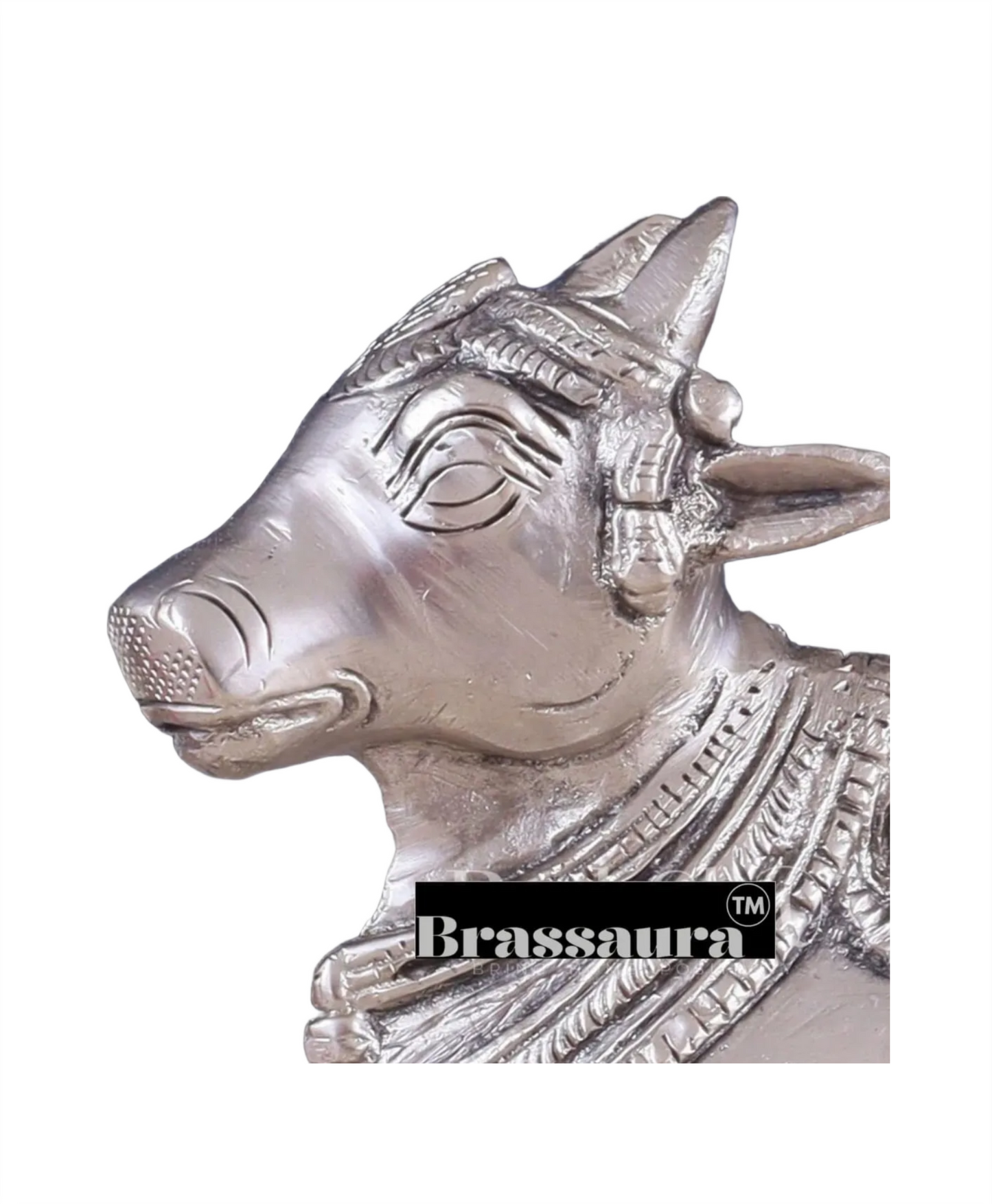 Brassaura™ Brass Superfine Nandi Bull Idol – Height 4.5" & Weight 1.5 Kgs | Sacred Home & Temple Décor