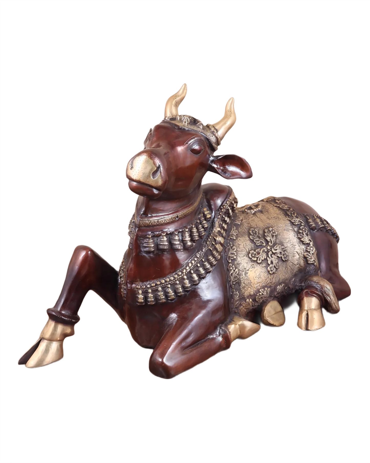 Brassaura™ Antique Brass Nandi Sculpture – Height 21.5" & Weight 30 Kgs | Vintage Patina Finish