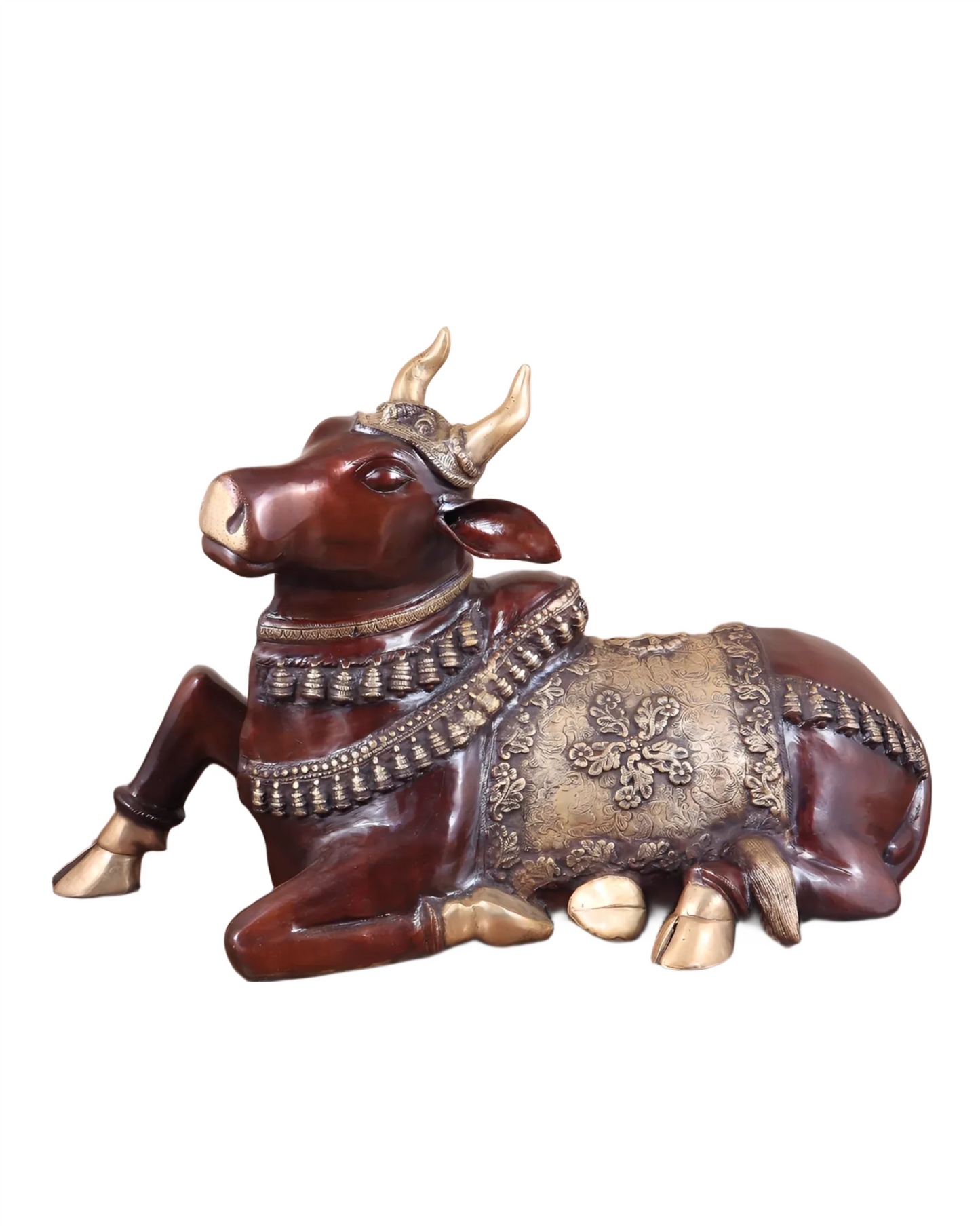 Brassaura™ Antique Brass Nandi Sculpture – Height 21.5" & Weight 30 Kgs | Vintage Patina Finish